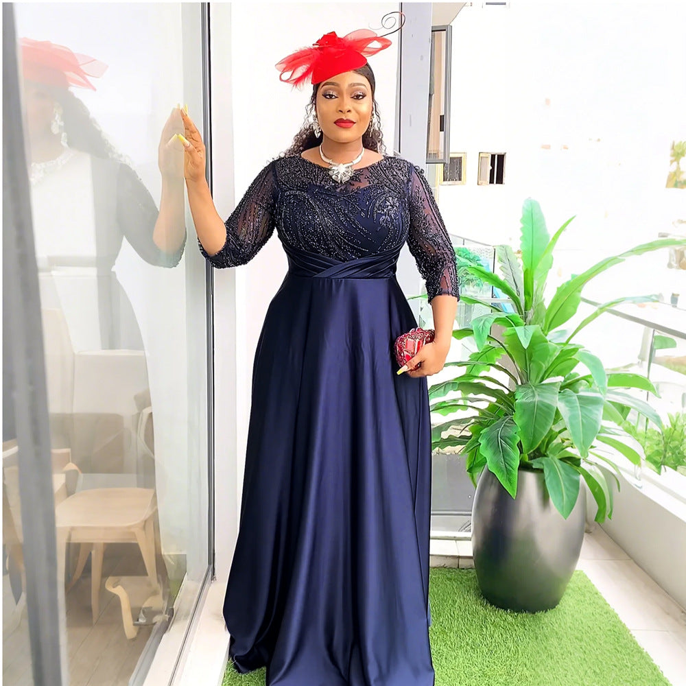 African Women's Wear Plus Size Sequined Formal Party Dress