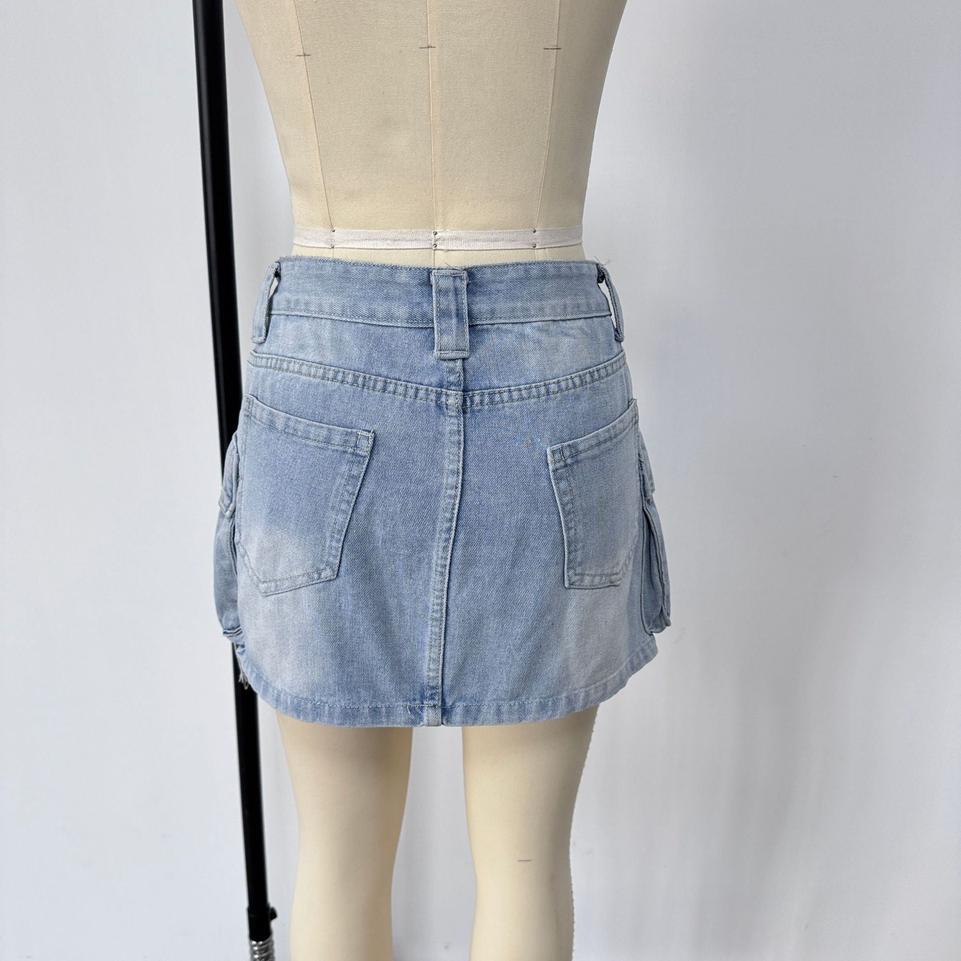 Women Summer Cargo Denim Skirt 13