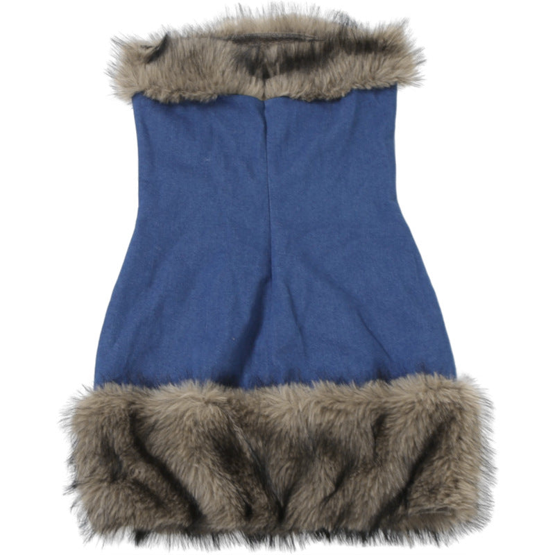 Women Autumn and Winter Sexy Strapless Bodycon Dress 7