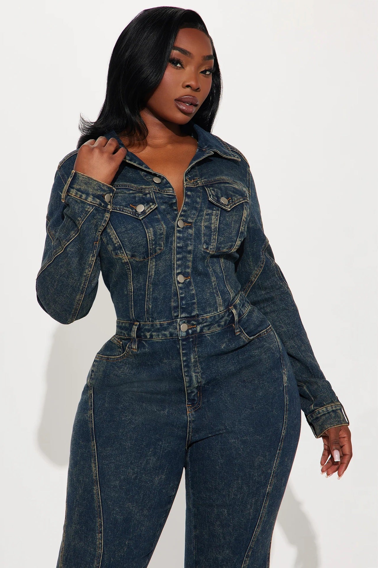 Women’s Casual Long-Sleeve Denim Jumpsuit 5