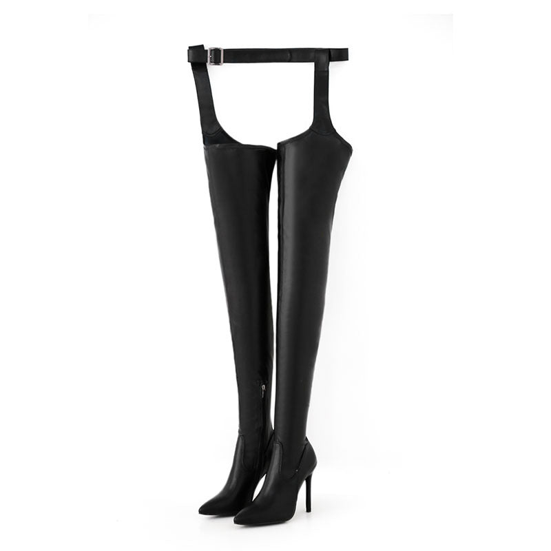 Stiletto Pointed Toe Sexy Over-The-Knee Boots Plus Size High-Heeled Leather Boots 8