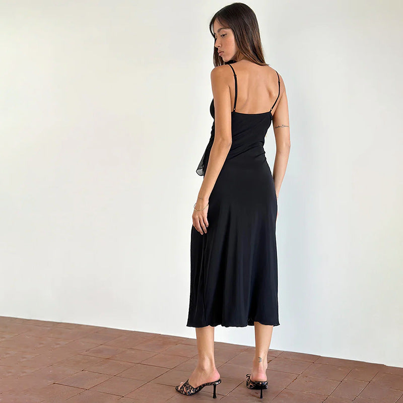 Women's Summer Sexy Straps V-Neck Slit Dress 4