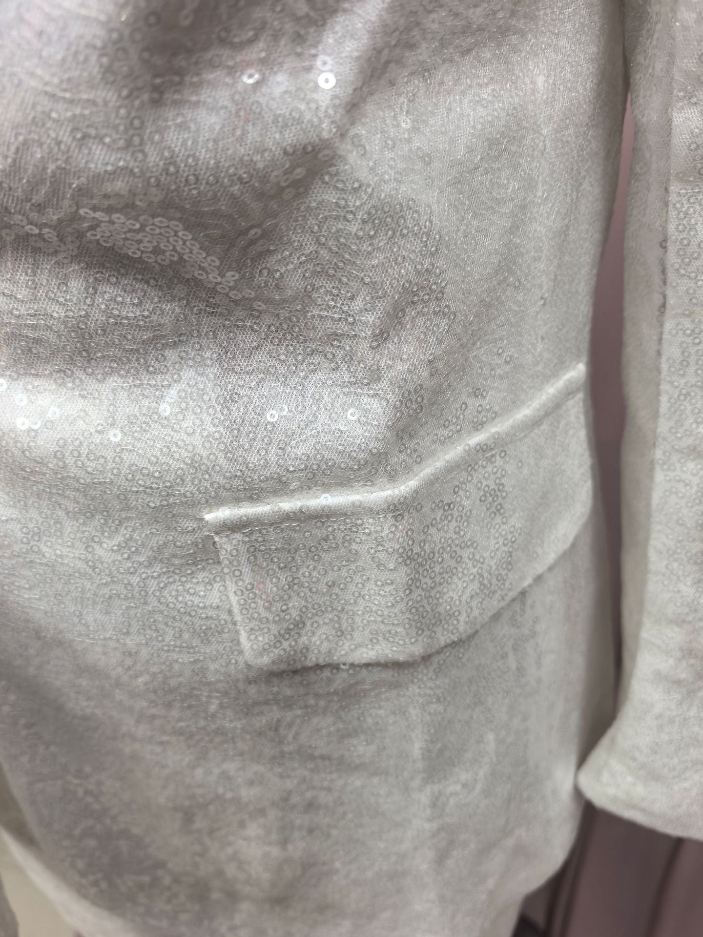 Women's Long Sleeve V-Neck Sequined Blazer Pants Two-Piece Set 12