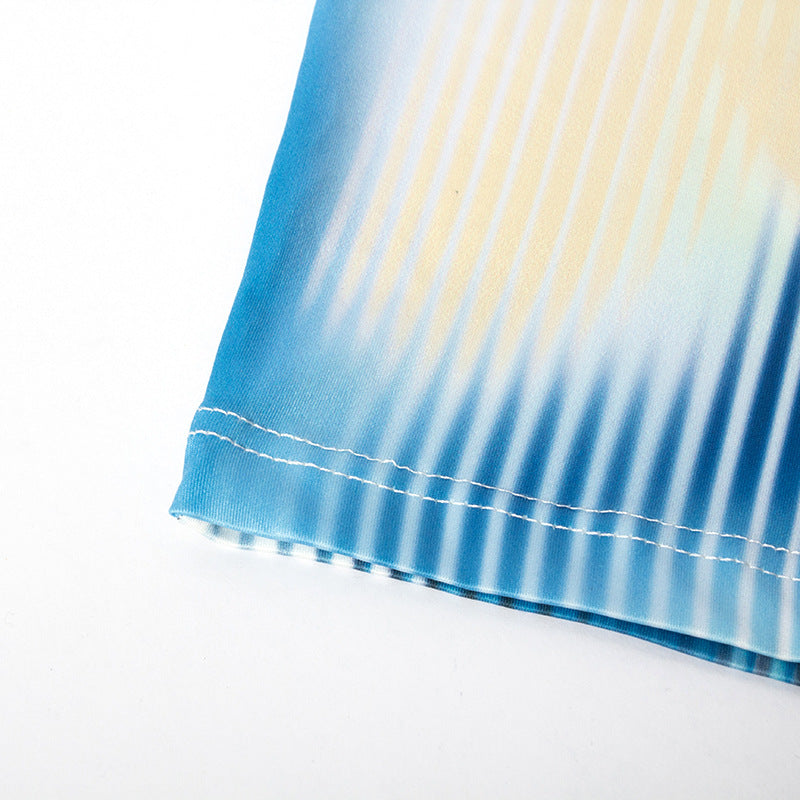 Summer sleeveless halter print straps slim dress 11