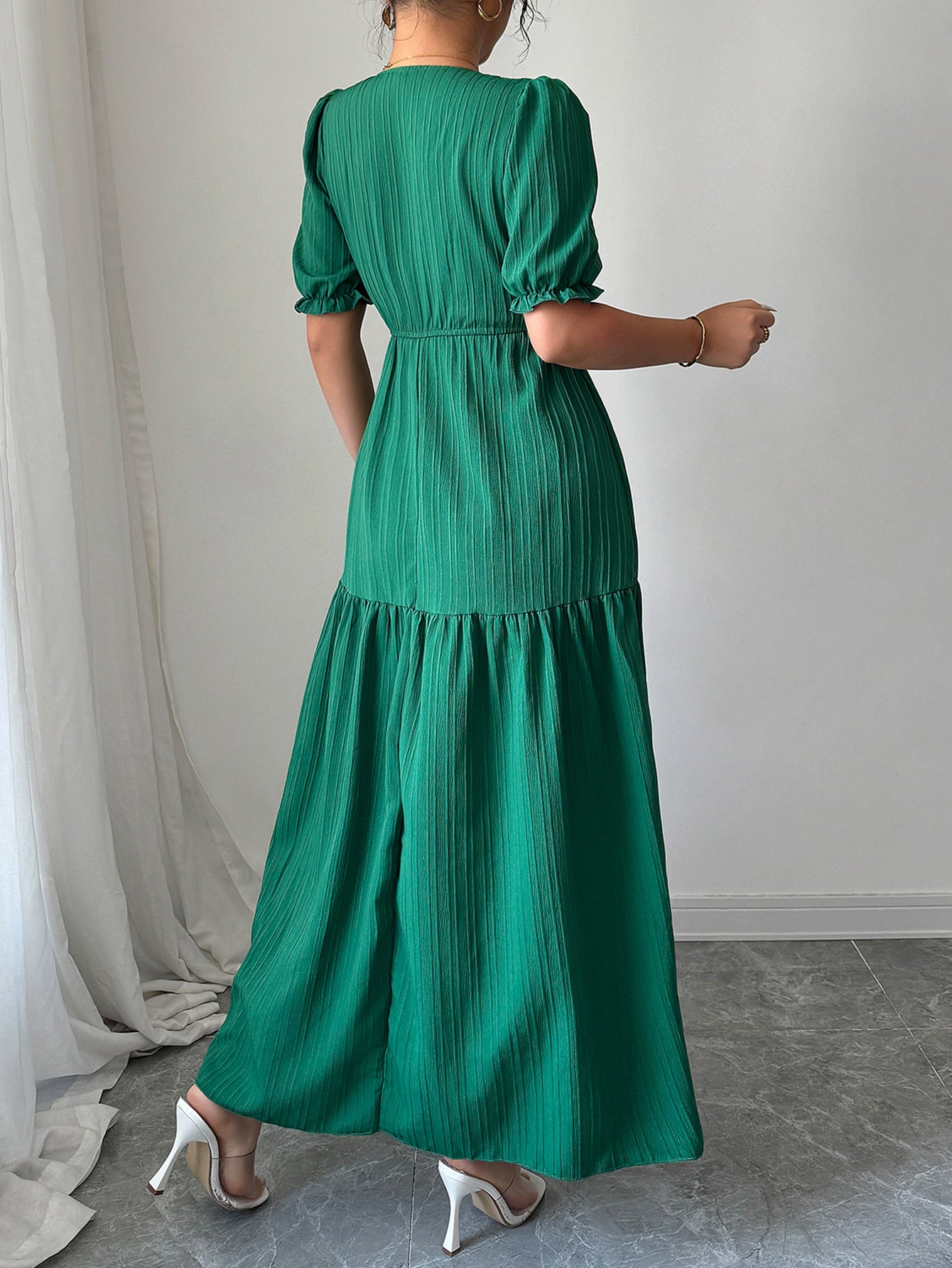 Spring/Summer Women's Chic Elegant Deep-V Neck Long Dress 5