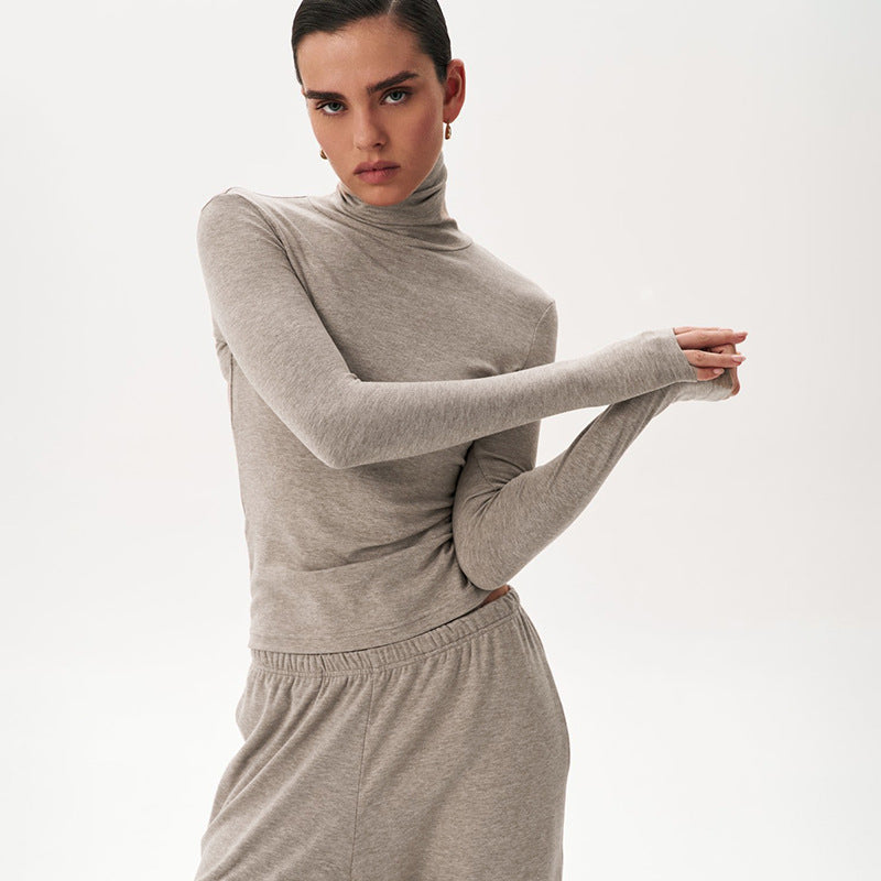 Women Fall/Winter Casual Turtleneck Long-Sleeved Top and Pants Two-Piece Set 11