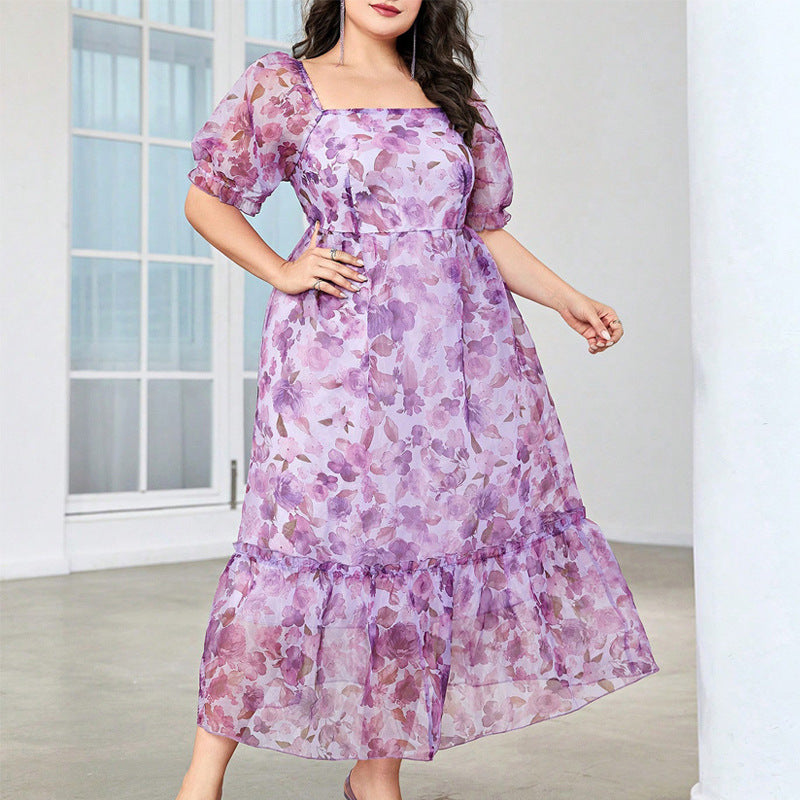 Women Summer French Floral Maxi Dress 4