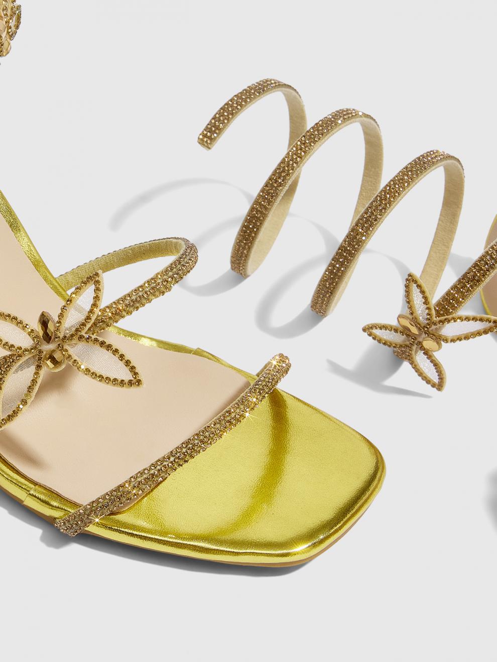 Women Sexy Rhinestone Butterfly High-heeled Sandals 9