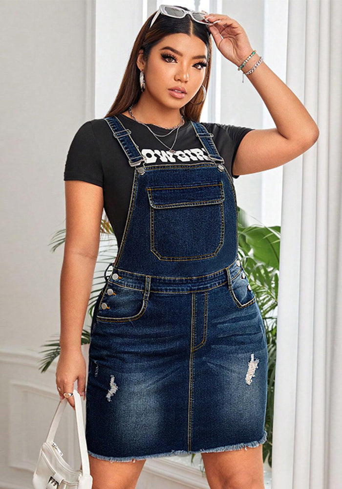 Plus Size Women's Denim Strap Dress