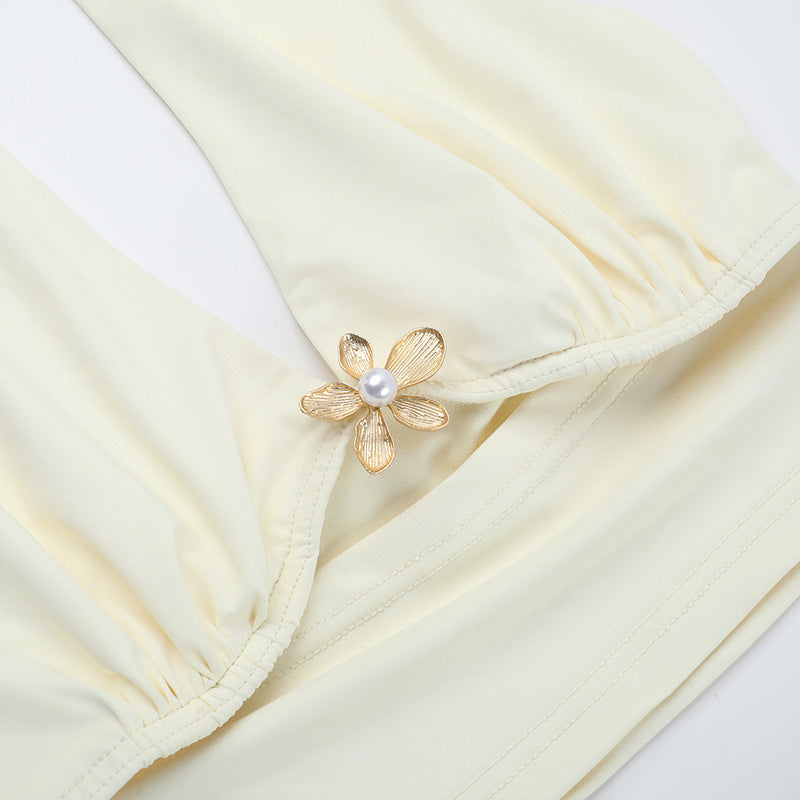 Women's Sexy High Waist Mesh Patchwork Long Skirt Halter Neck Hollow Vest Holidays Two Piece Set 11