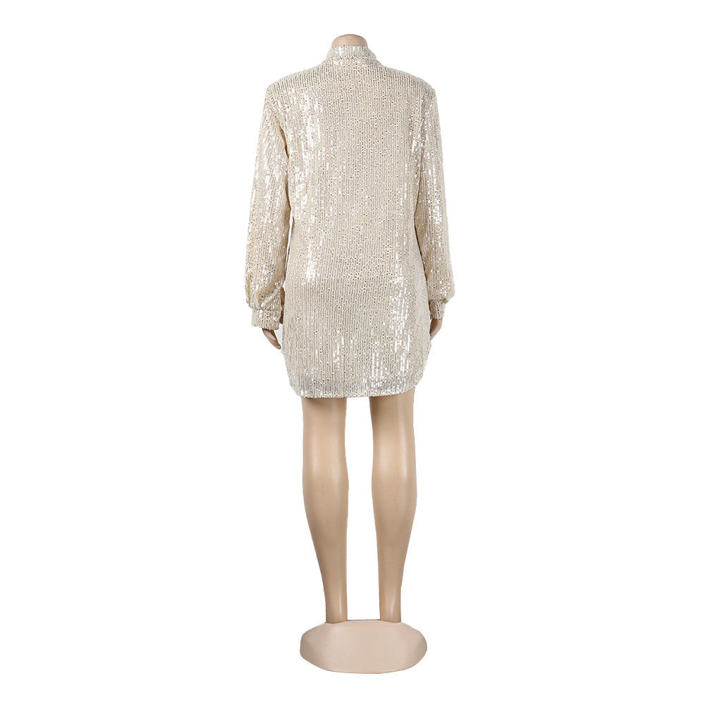 Sexy sequin shirt dress 15
