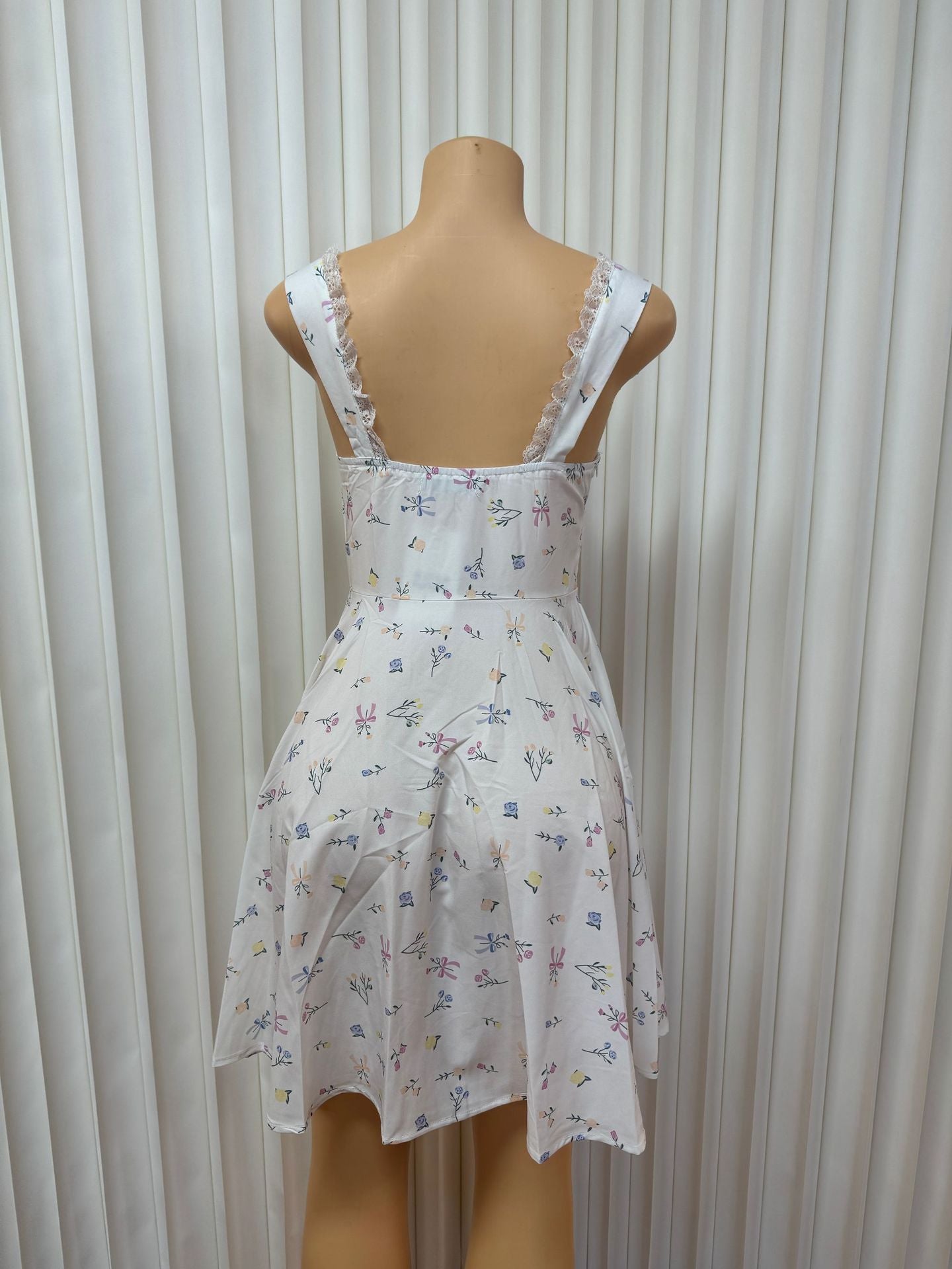 Women printed suspenders sexy Backless Lace dress 9