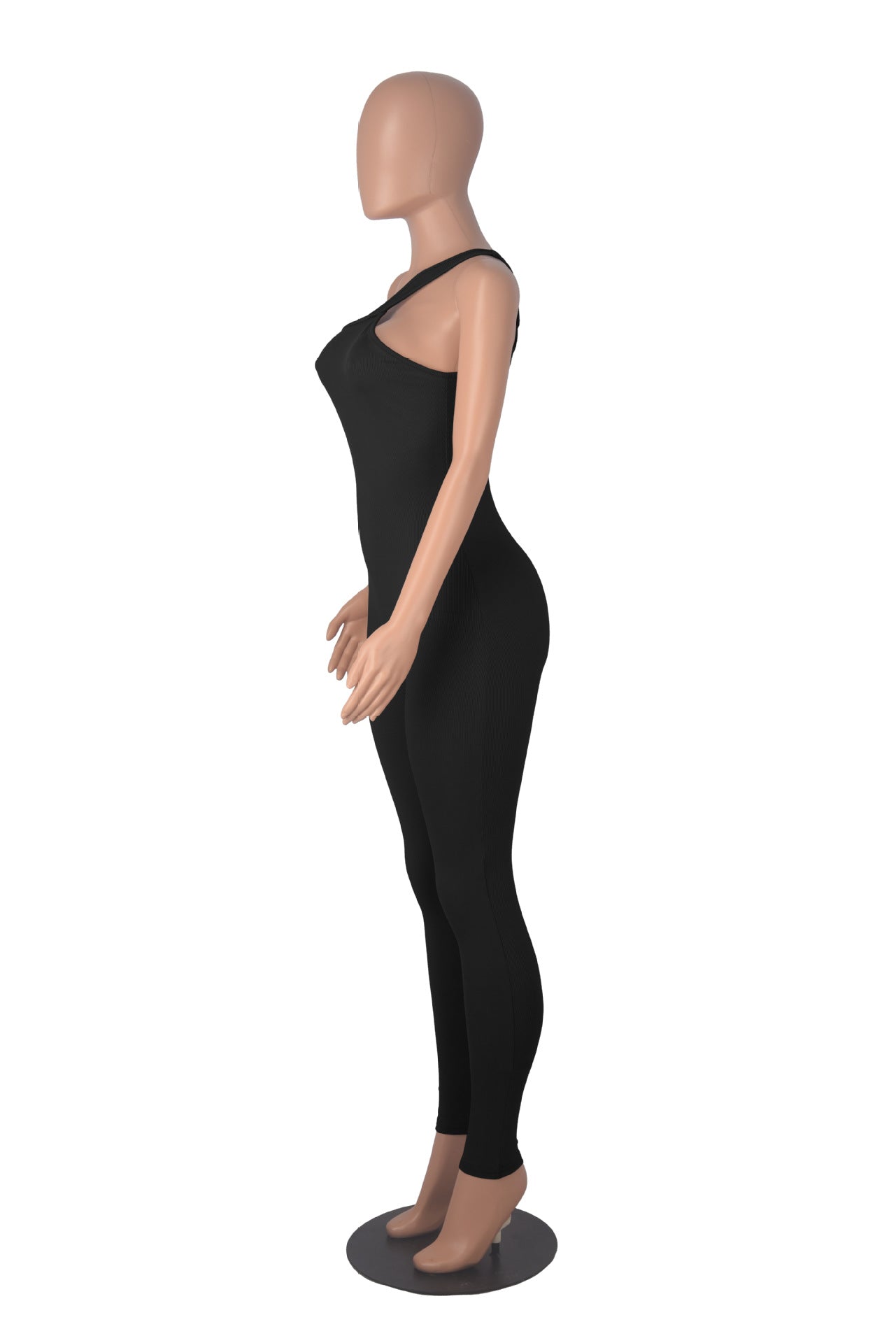 Quick-Drying Ribbed Yoga Jumpsuit One-Piece Sleeveless Stretch Tight Fitting Romper 19