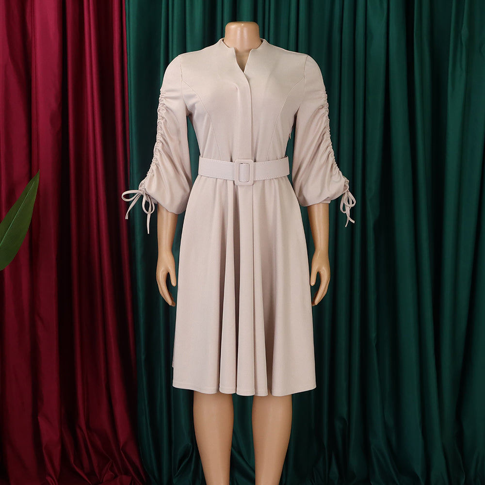 Women's Autumn And Winter Fashion Chic Plus Size Pleated A-Line African Dress 31