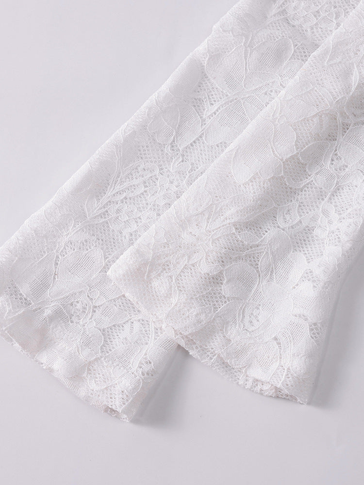 Lace Halter Neck Long-Sleeve Bodycon Mini Dress 10