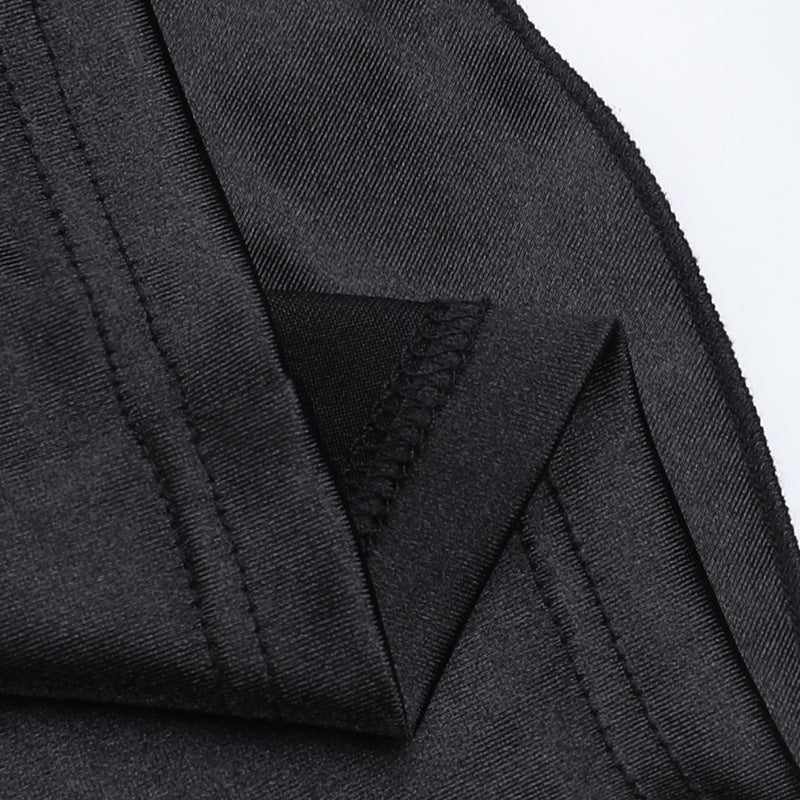 Women's Lace-up High Neck Slit Ruffle Formal Party Dress 18