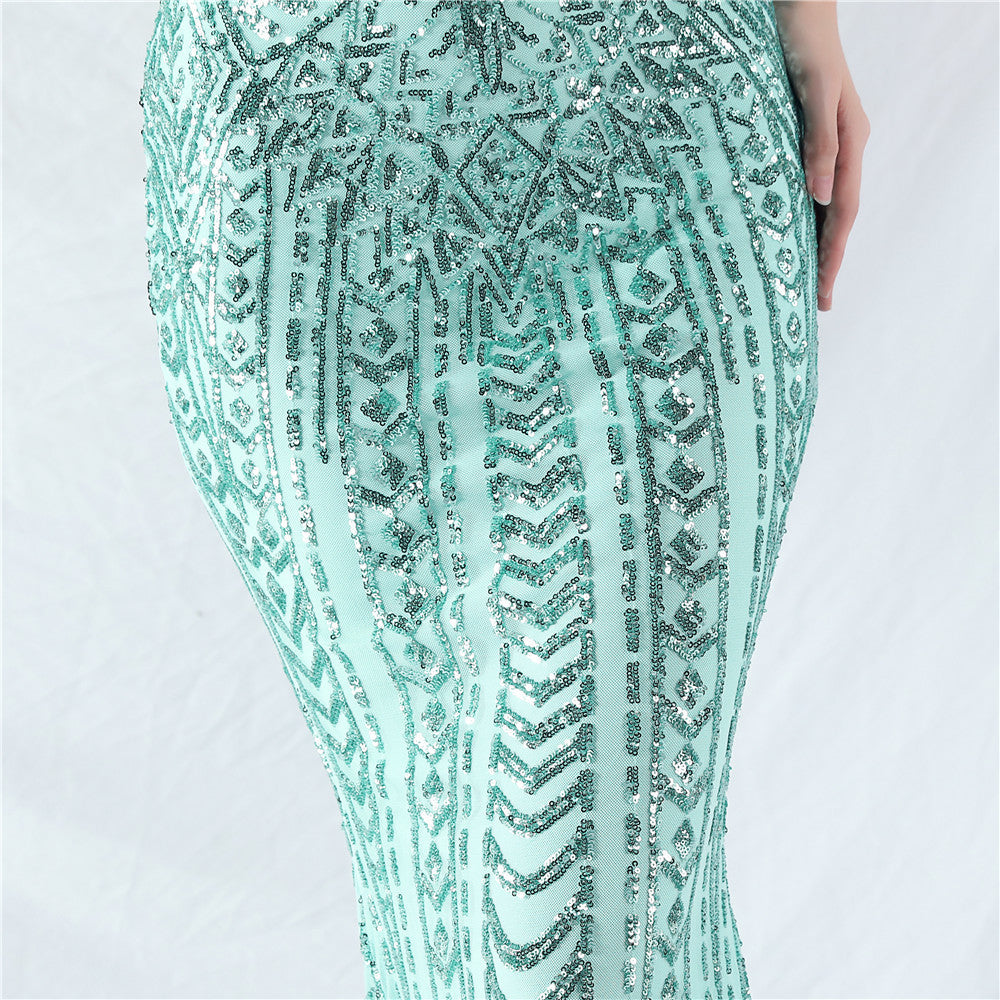 Strap V-Neck Feather Formal Party Evening Dress 42