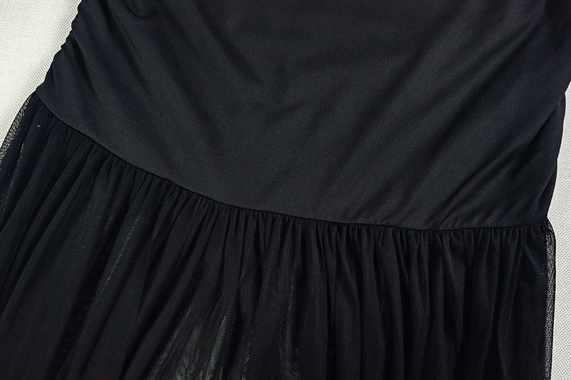 Women Solid Pleated Irregular One-Shoulder Slash Shoulder Slit Dress 11