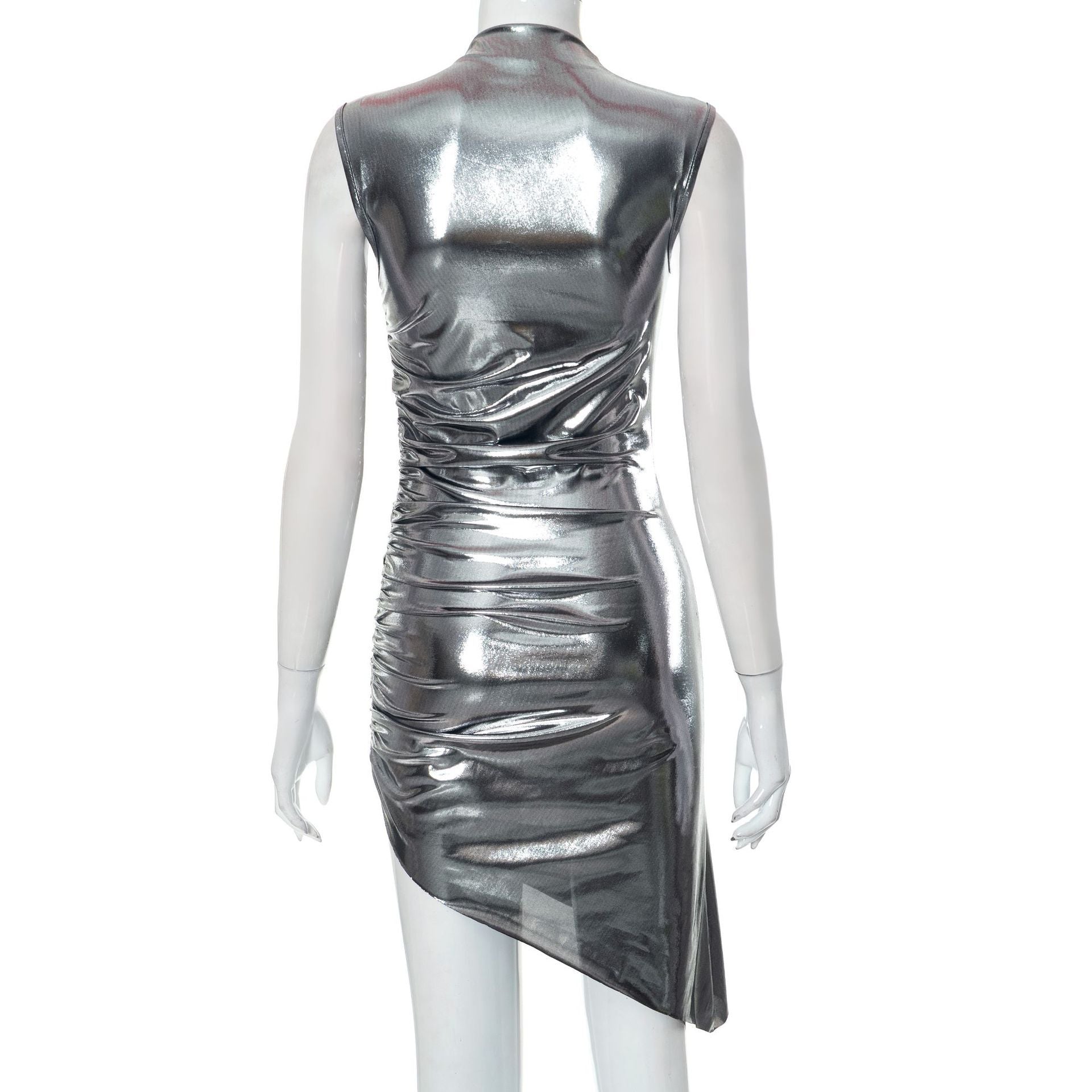 Spring And Summer Solid Color Slim Pleated Dress For Women 11