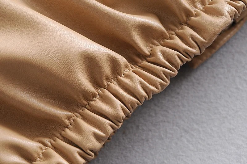 Leather Casual solid color leather cotton-padded Stand Collar jacket 51