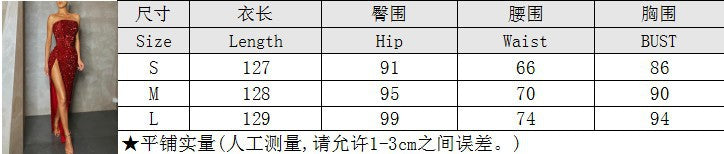 Spring Summer Women'S Strapless Sequins Sexy Slit Evening Dresses 8