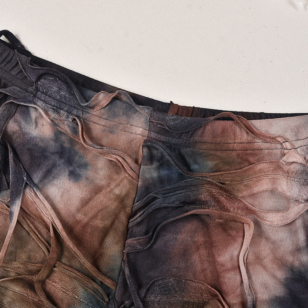 Fringed Ripped Long Sleeve Round Neck Top Sexy Shorts Set 15