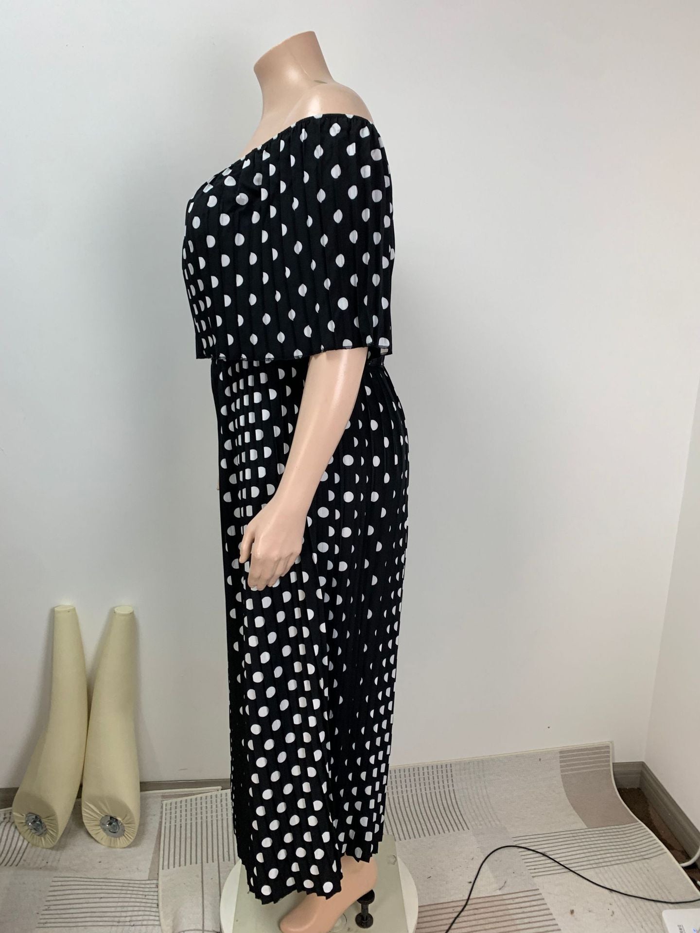 Summer Polka Dot Print Fashion Casual Long Plus Size Dress 4