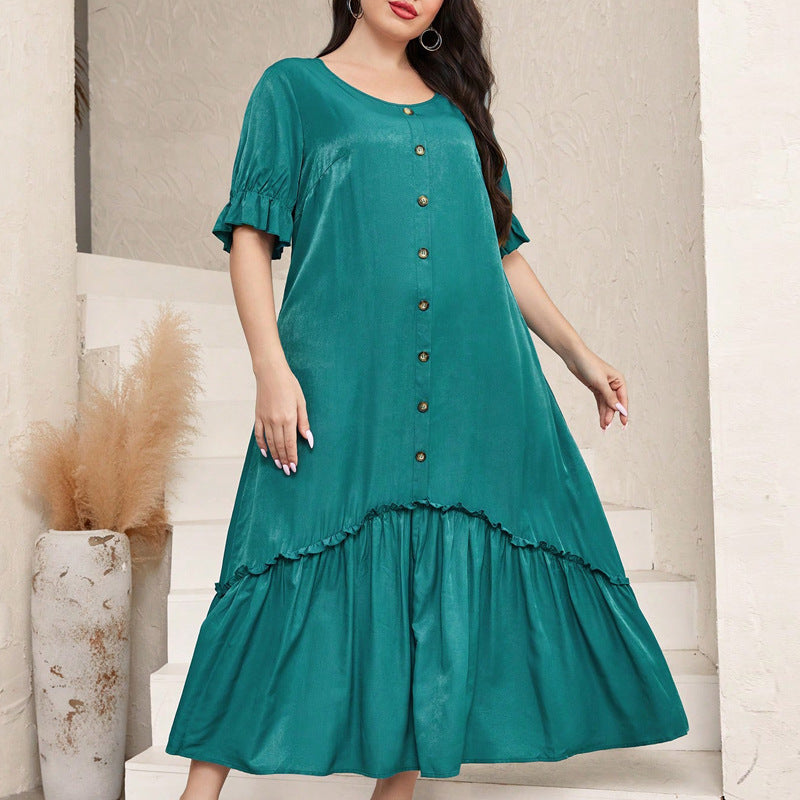 Plus size Women elegant career Loose Maxi Dress 6