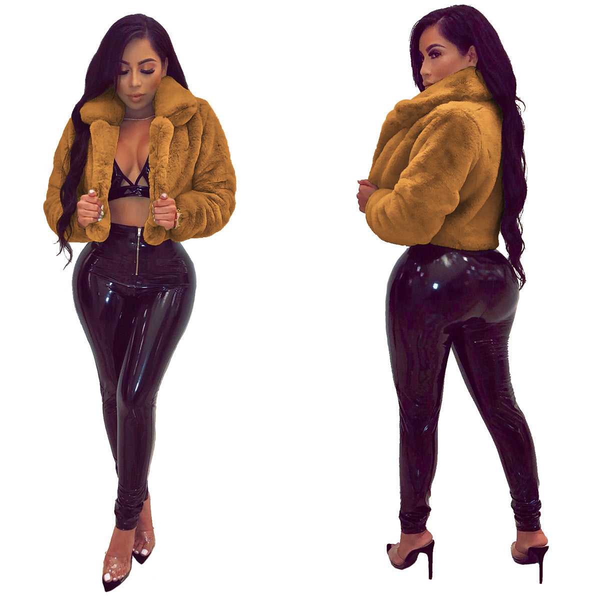 Women Loose Long Sleeve Fake Fur Jacket 49