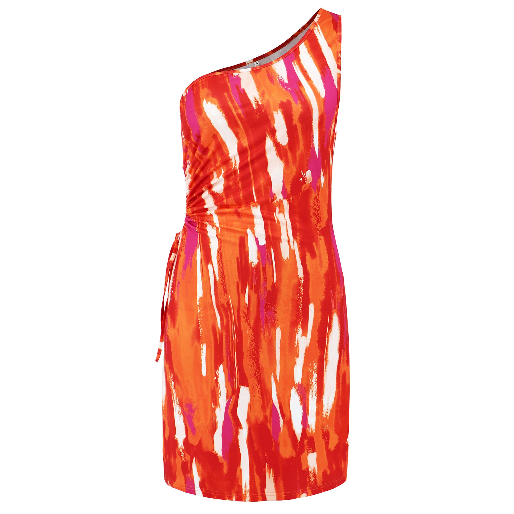 Women Sexy One Shoulder Slash Shoulder Tie Dye Print Dress 18
