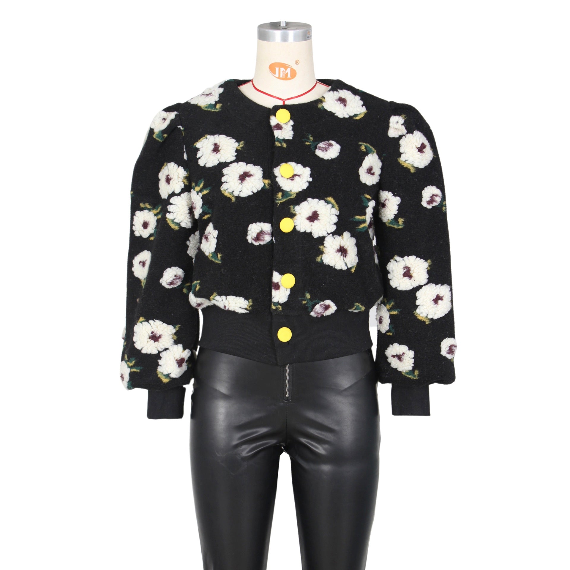 Women Fall and Winter Retro Flower Crop Jacket 31