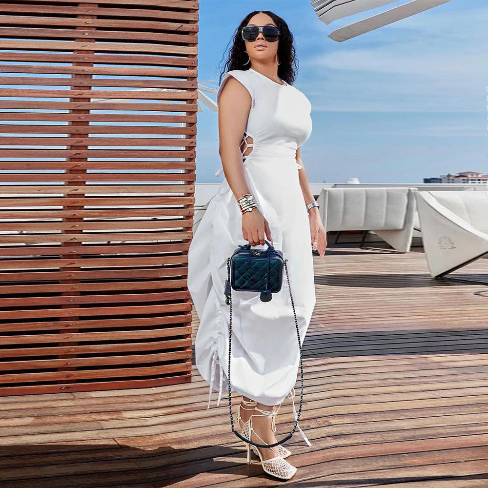 Summer Women Round Neck Solid Dress 25