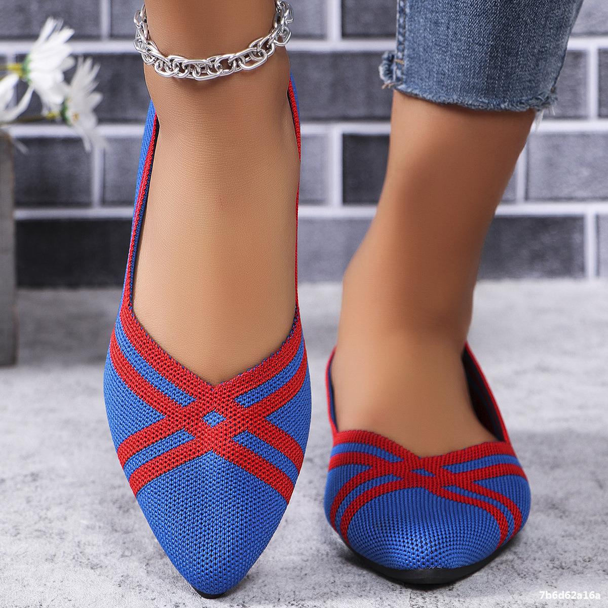 Women Pointed Toe Knitting Autumn Flat Shoes 5