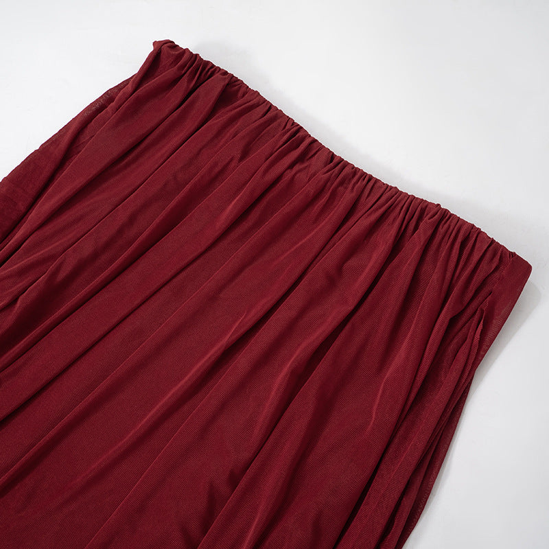 Women's Autumn Winter Strapless Mesh Patchwork Bodycon Dress 13