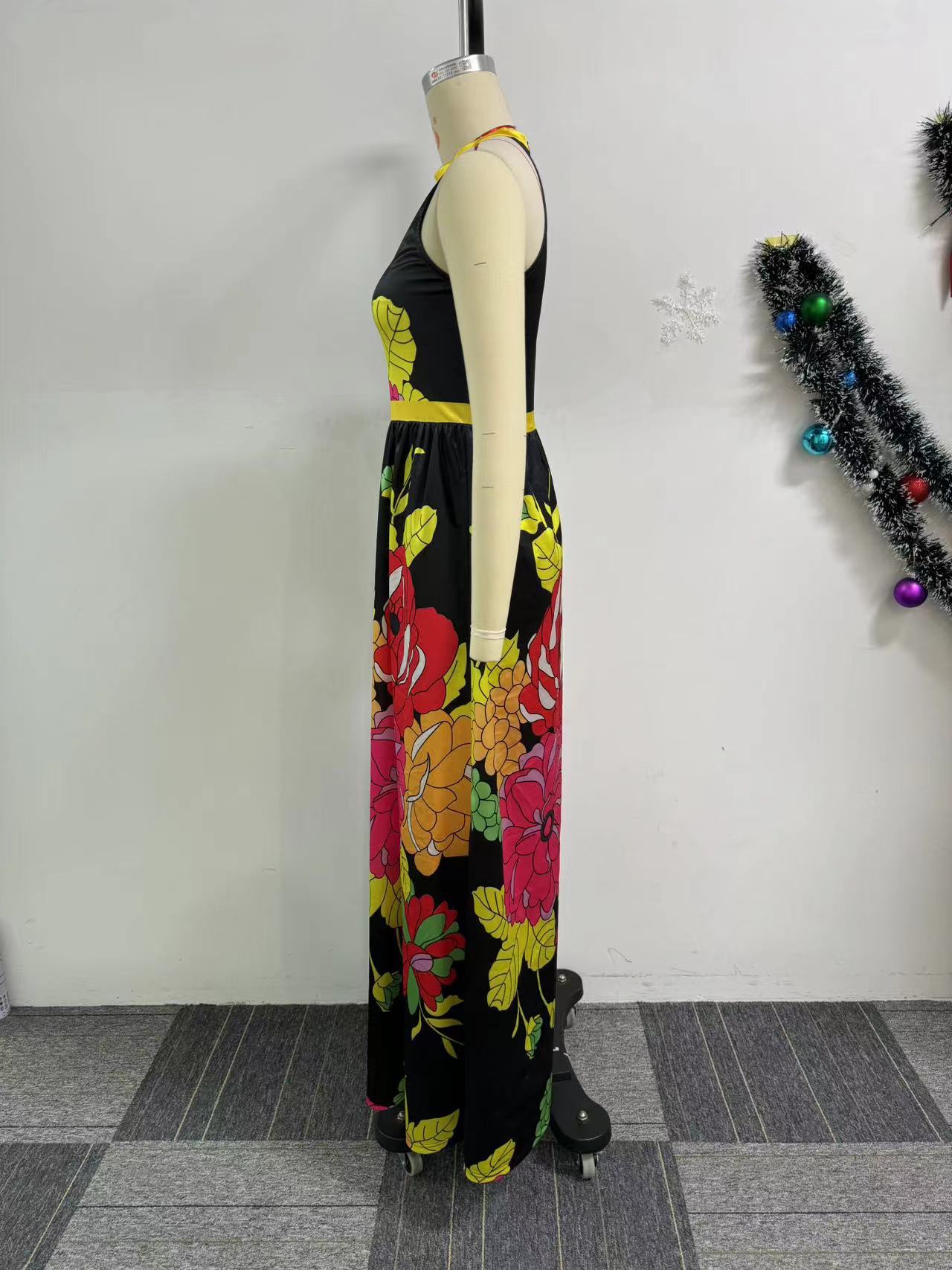Women Printed Sleeveless Wide Leg Jumpsuit 8