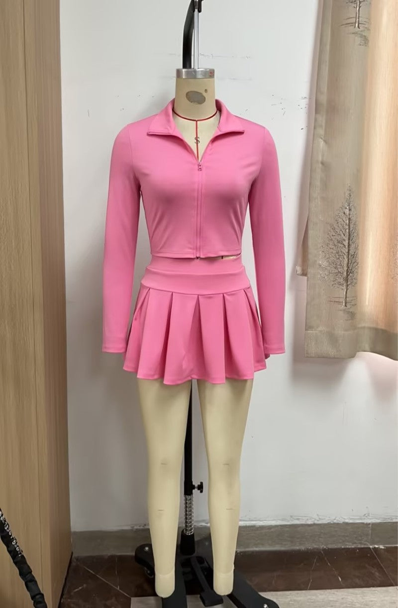 Women autumn and winter Casual Solid long-sleeved Top and Skirt two-piece set 16