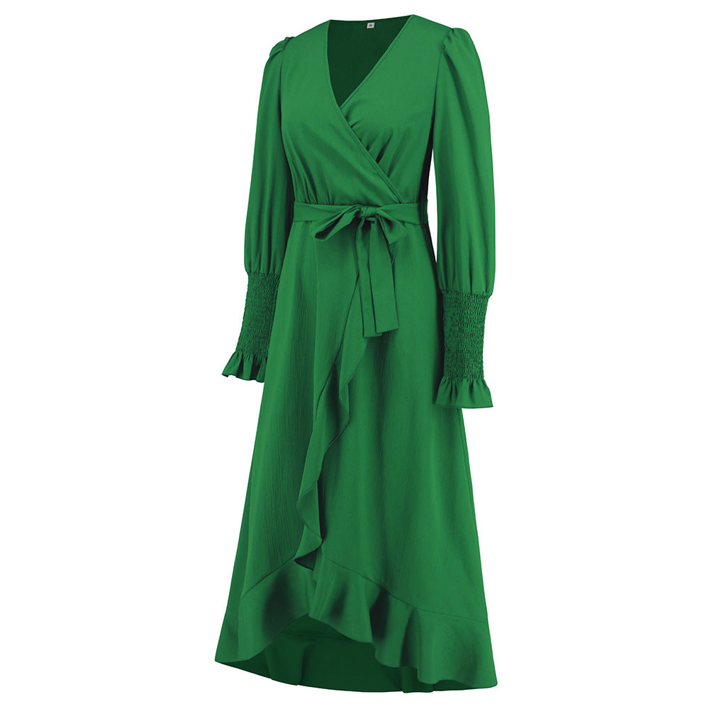 Plus Size Women V-Neck Ruffled Lace Dress 18