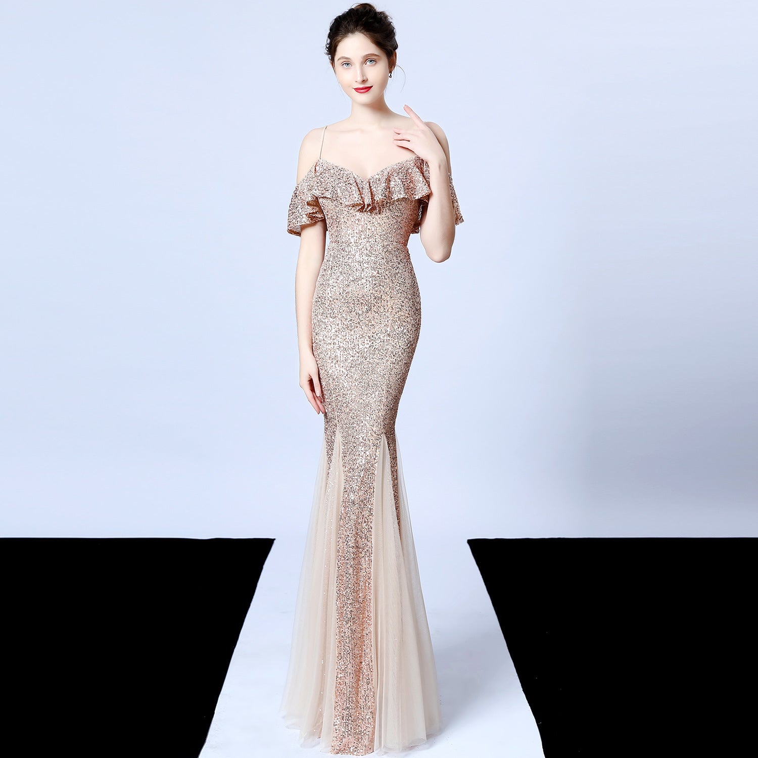 Long-Sleeve Slim Fishtail Wedding Dress Elegant Bridal Evening Gown 16