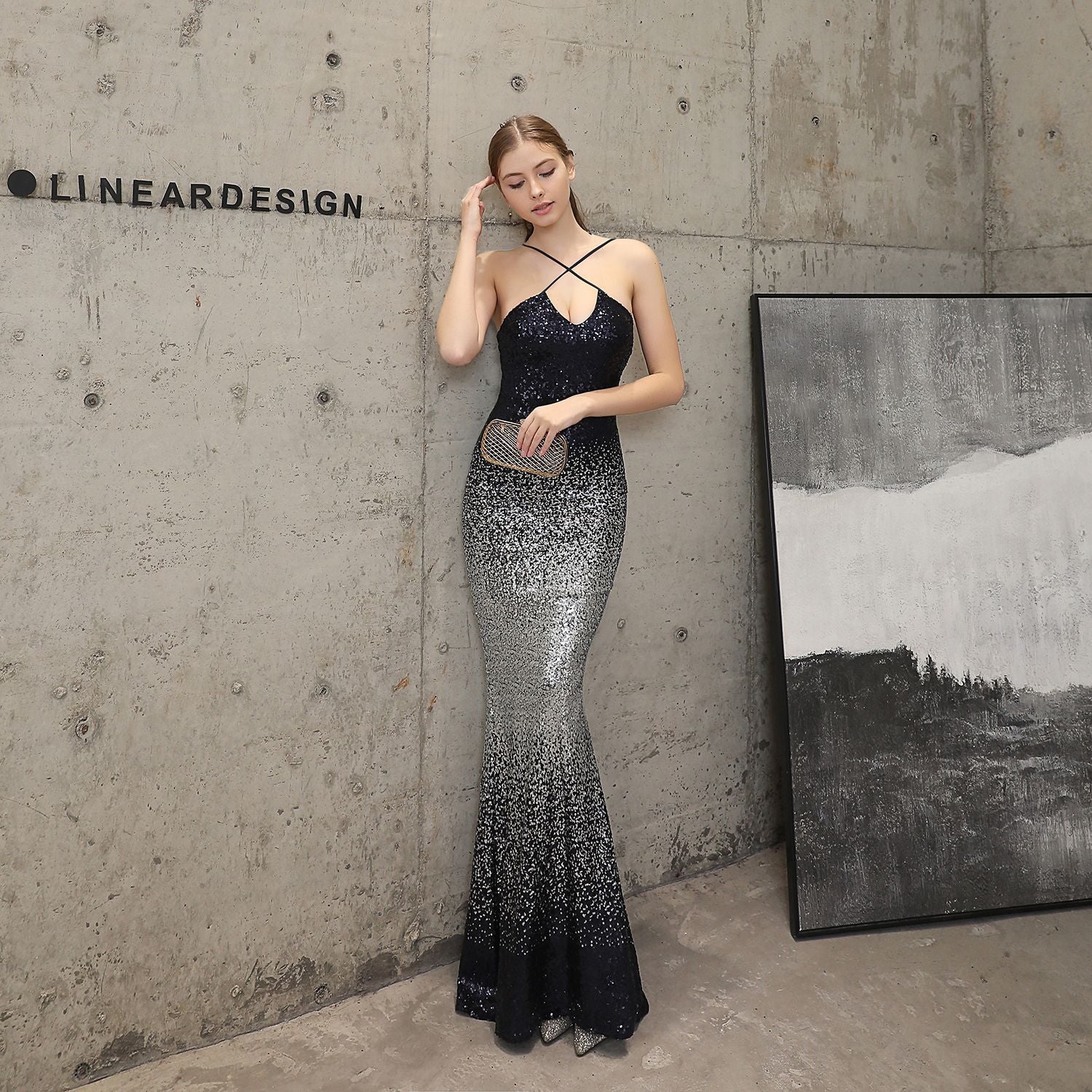 Long Formal Party Slim Fit Fishtail Dress Elegant Sequin Mermaid Evening Party Dress 13