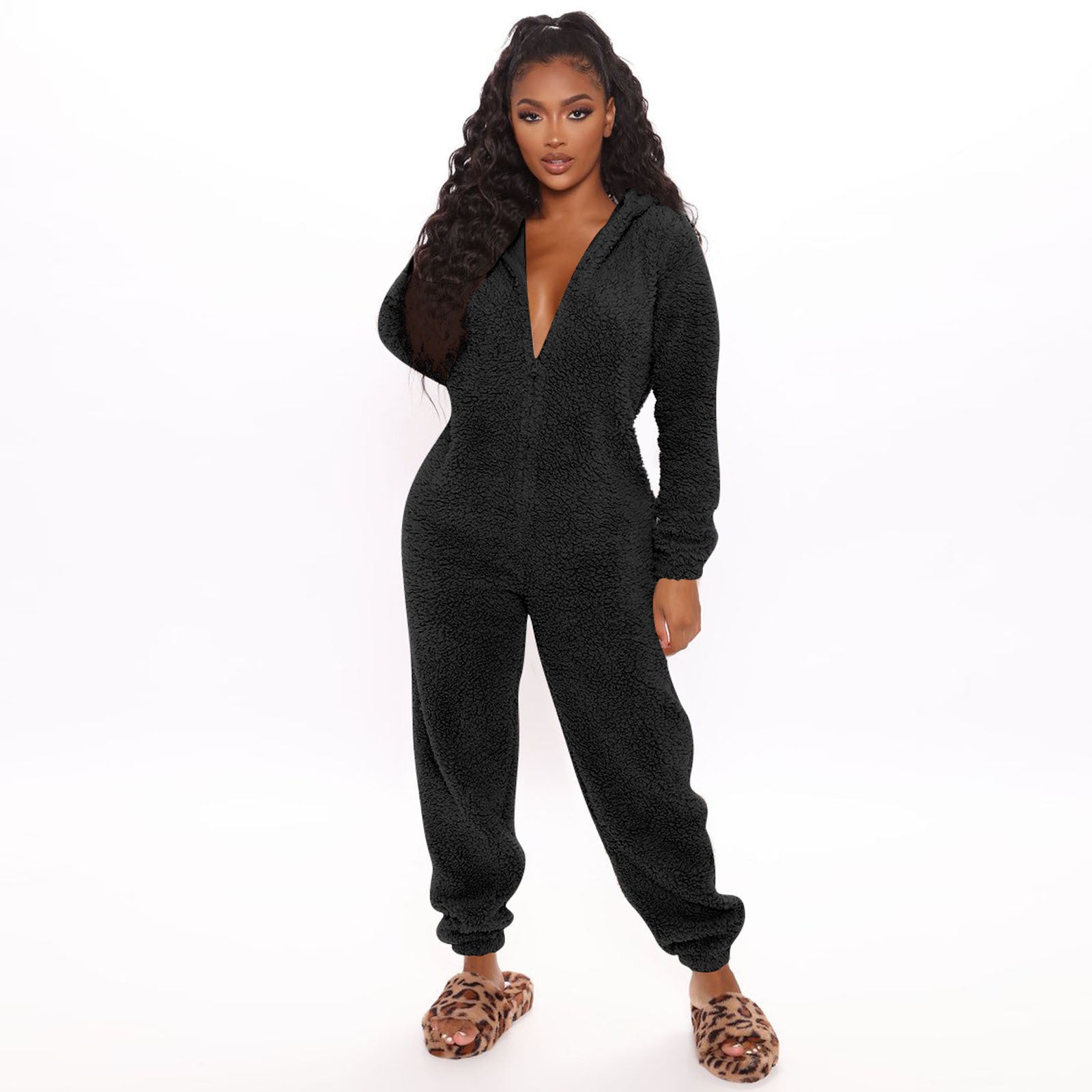 Women Long Sleeve Hooded Casual Jumpsuit 3
