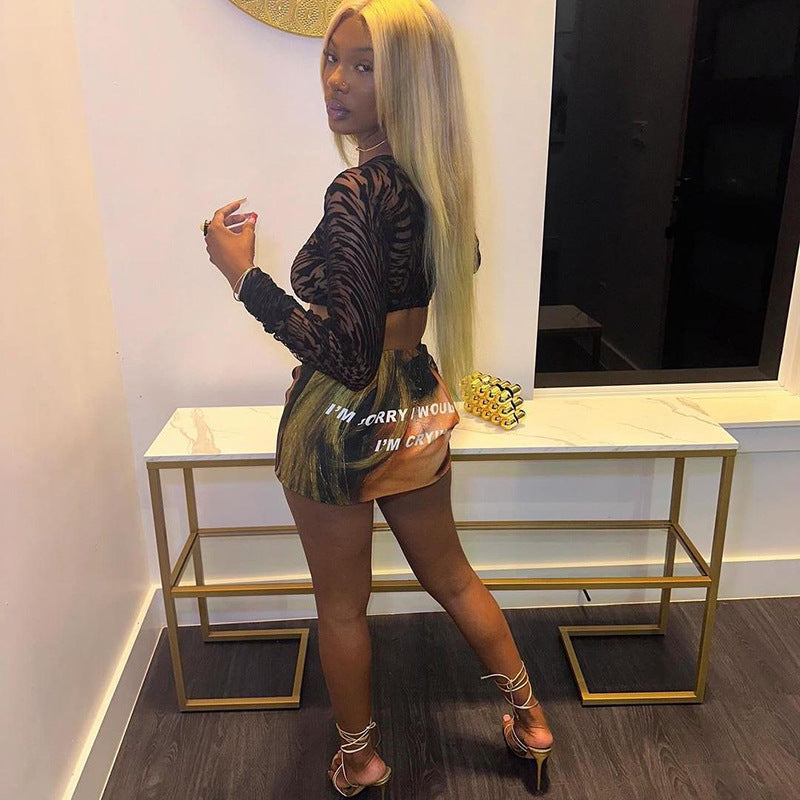 Women spring street sexy print Bodycon Skirt 5