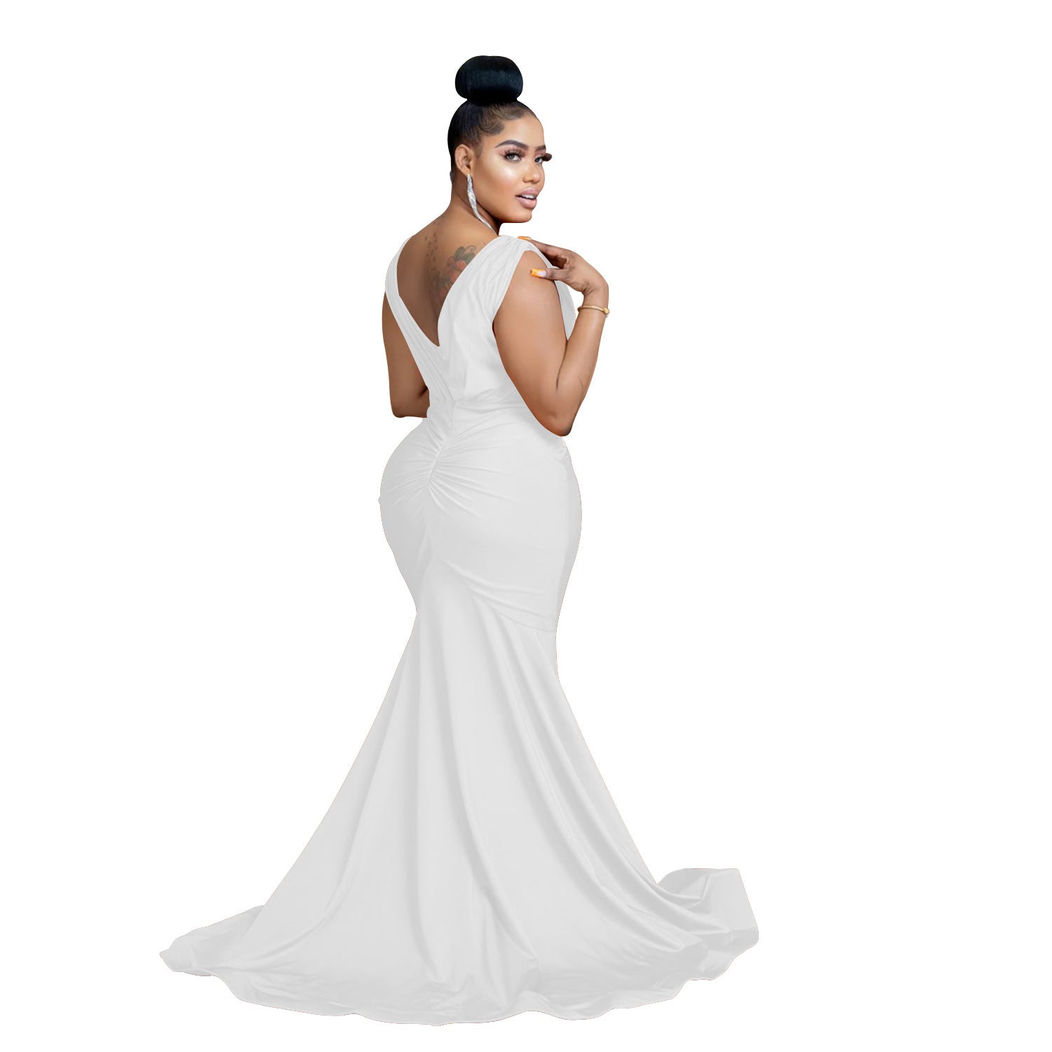 Women Solid V-Neck Sleeveless Pleated Maxi Dress 21