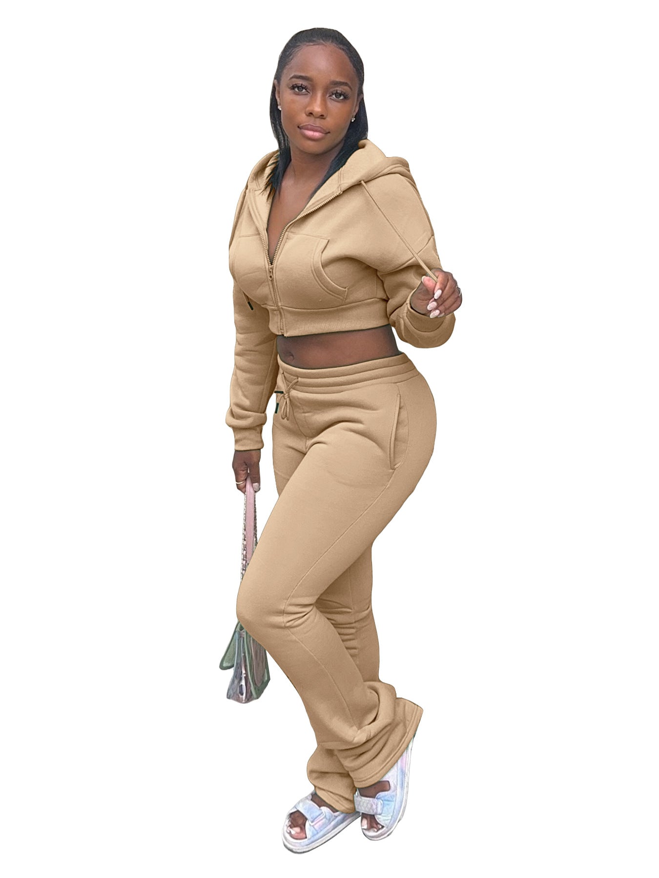 Women Hoodies and Bell Bottom Pants Two-Piece Set 43