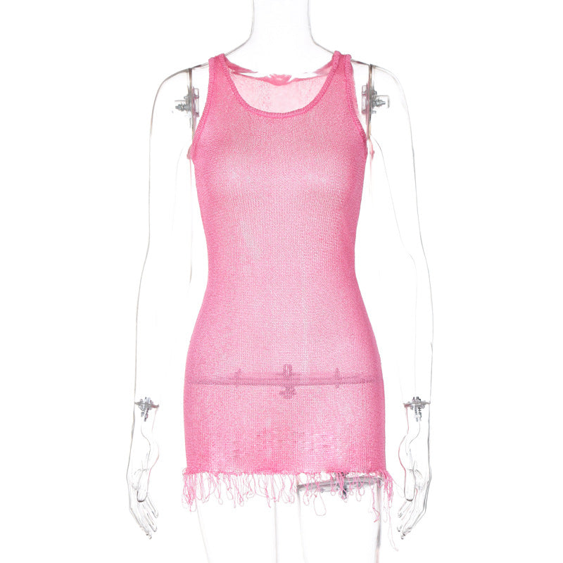 Women's Summer Fashion Sexy Round Neck Sleeveless Dress 6