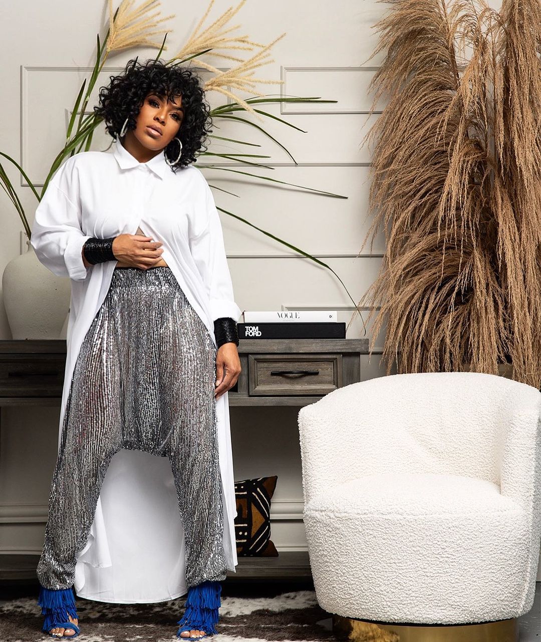 Women Casual Sequined Harem Pants 3