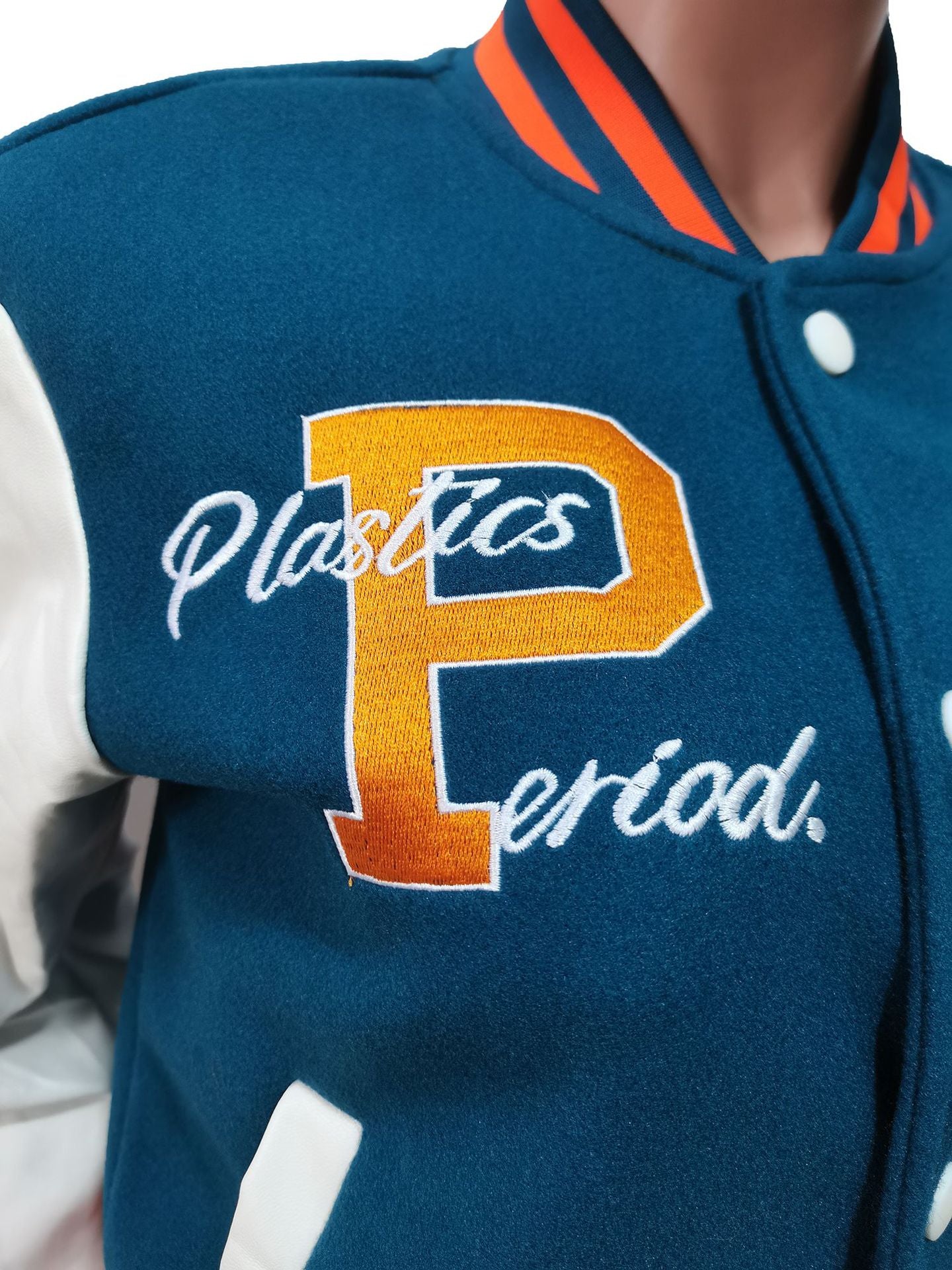 Women Fashion Velvet Print Embroidered Baseball Jacket 19