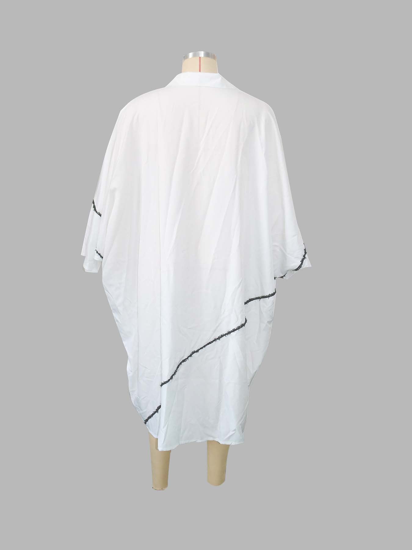 Women Casual Solid Long Sleeve Tassel Shirt Dress 5