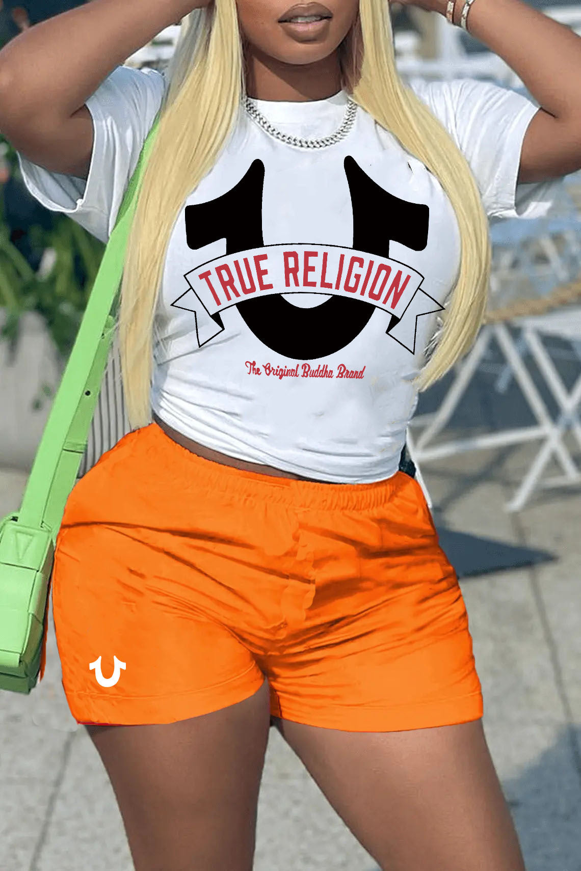 Summer Women's Print Casual R-Shirt Shorts Two-Piece Set 8