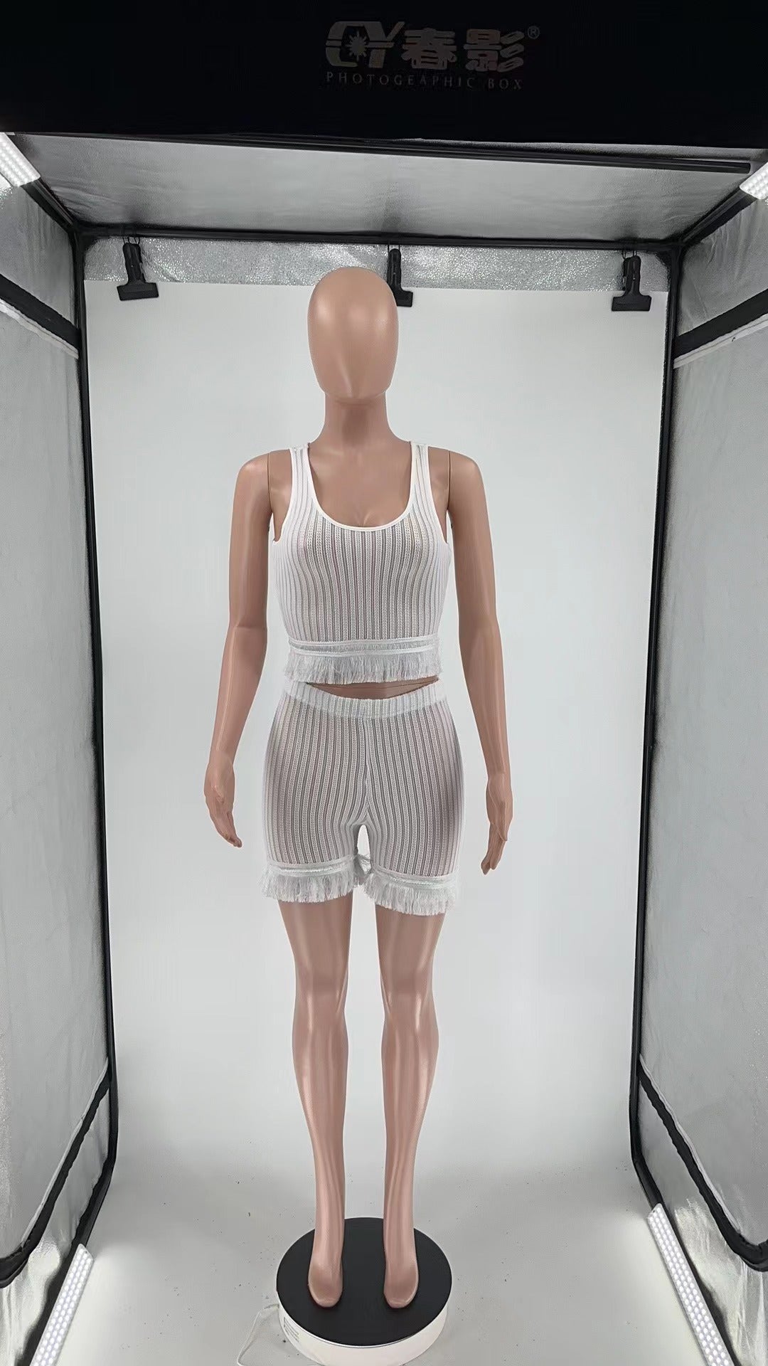 Women'S Sweet Solid Color Tassel Two-Piece Shorts Set 15