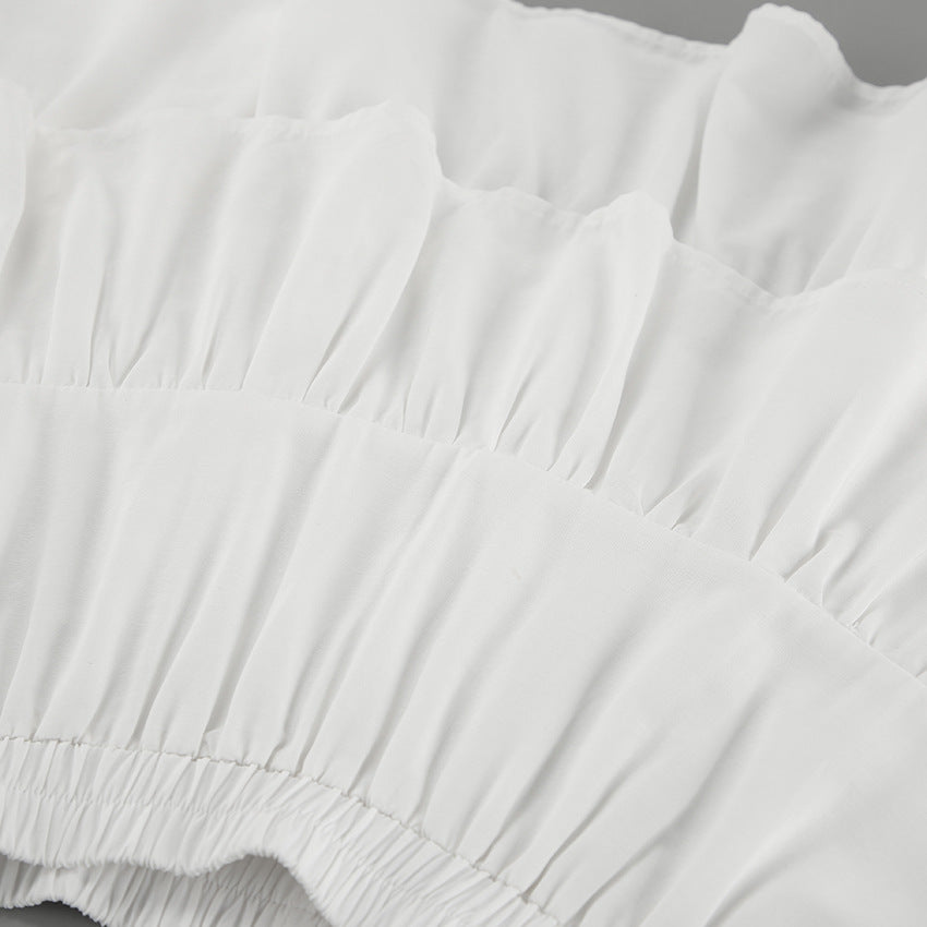 Chiffon White High-Waist A-Line Pleated Casual Skirt Autumn Fashion Short Skirt 18